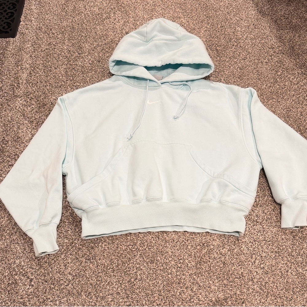 Nike Sportswear Phoenix Fleece Over-Oversized Blue Hoodie Sweatshirt Size XXS